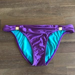VIX bikini bottoms purple and teal with gold